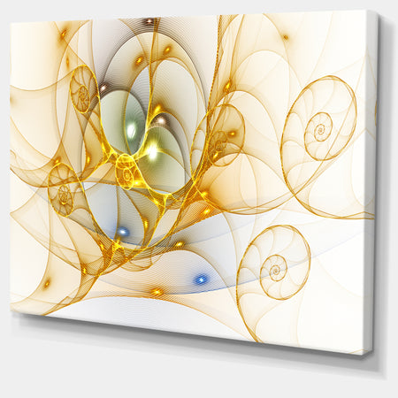 Golden Colored Curly Spiral - Extra Large Abstract Canvas Wall Art