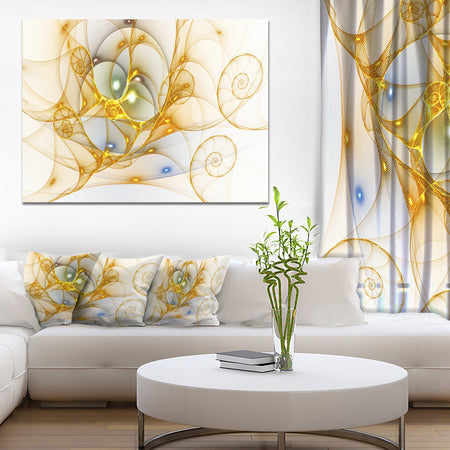 Golden Colored Curly Spiral - Extra Large Abstract Canvas Wall Art