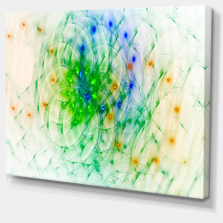 Green Outline of Fractal Colors - Extra Large Abstract Canvas Wall Art