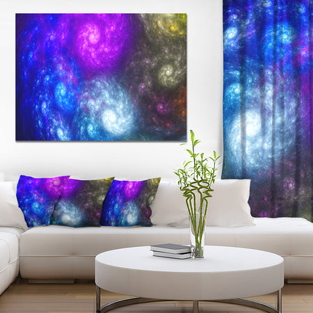 Colorful Fractal Rotating Galaxies - Extra Large Abstract Canvas Wall Art