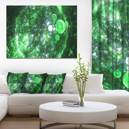 Green Fractal Planet of Bubbles - Extra Large Abstract Canvas Wall Art