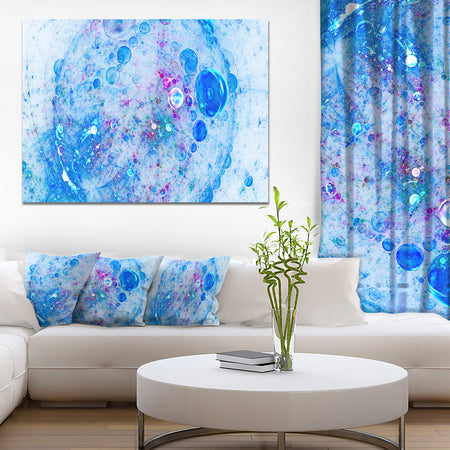 Blue Fractal Planet of Bubbles - Extra Large Abstract Canvas Wall Art