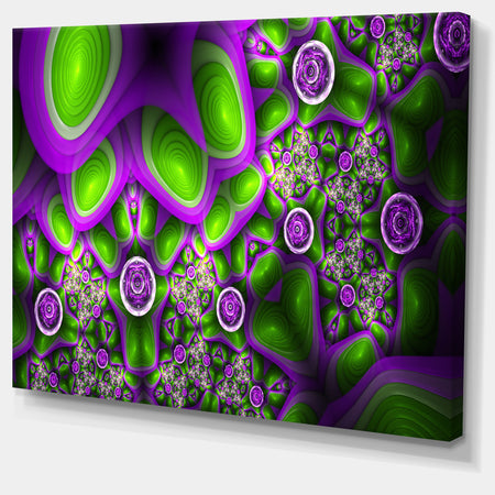 Green Purple Exotic Pattern - Extra Large Abstract Canvas Wall Art