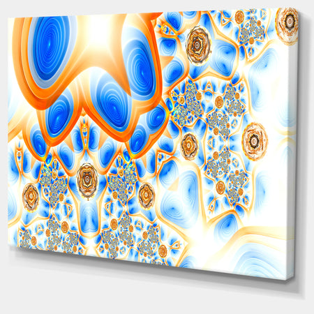 Yellow Blue Exotic Pattern - Extra Large Abstract Canvas Wall Art