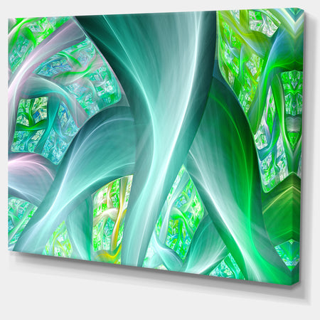 Green Fractal Exotic Plant Stems - Extra Large Abstract Canvas Wall Art