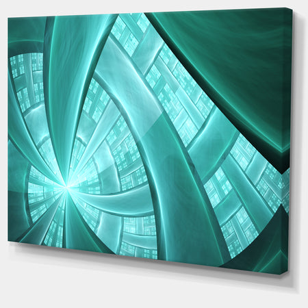 Blue Fractal Stained Glass - Extra Large Canvas Art Print