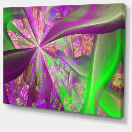 Pink Green Fractal Curves - Extra Large Canvas Art Print