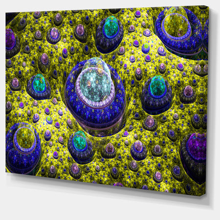 Yellow Fractal Exotic Planet - Extra Large Canvas Art Print