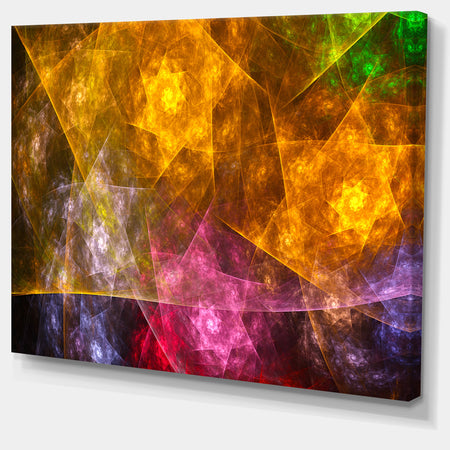 Yellow Pink Rotating Polyhedron - Extra Large Canvas Art Print