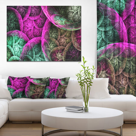 Pink Green Dramatic Clouds - Abstract Canvas Wall Art