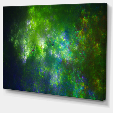 Green Fractal Sky with Blur Stars'Extra Large Abstract Canvas Art Print