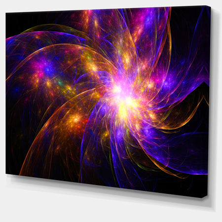 Purple Fractal Star Pattern'Extra Large Abstract Canvas Art Print