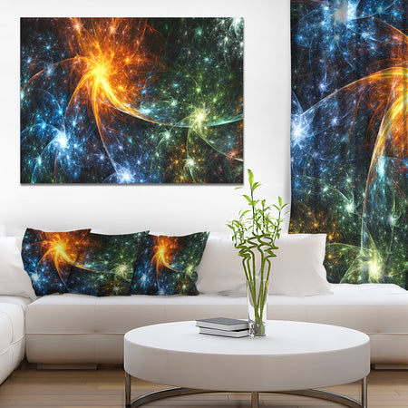 Colorful Fireworks with Stars'Extra Large Abstract Canvas Art Print