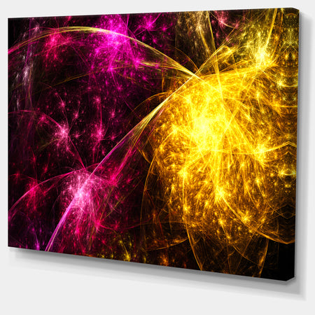 Yellow Pink Colorful Fireworks'Extra Large Abstract Canvas Art Print