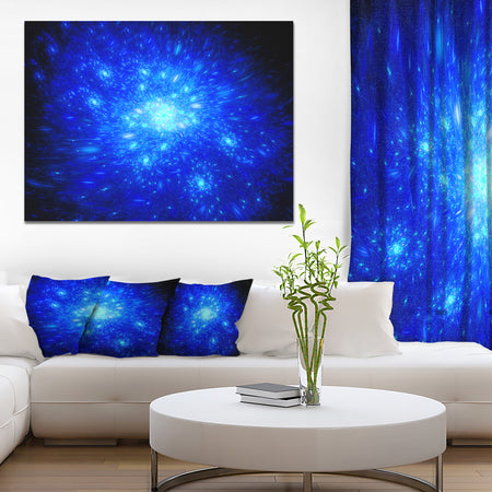 Blue Fireworks on Black - Extra Large Abstract Canvas Art Print
