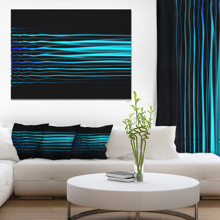 Blue Fractal Flames on Black - Extra Large Abstract Canvas Art Print