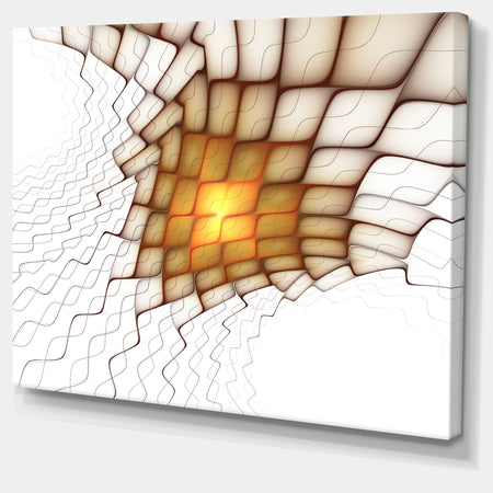 Yellow Flames on White Blocks - Extra Large Abstract Canvas Art Print
