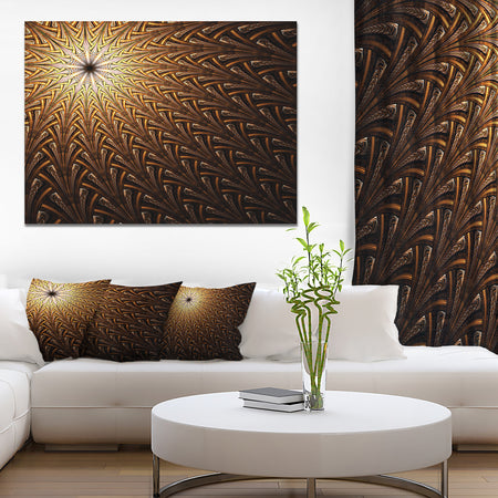 Dark Orange Fractal Flower Pattern - Abstract Wall Art Canvas