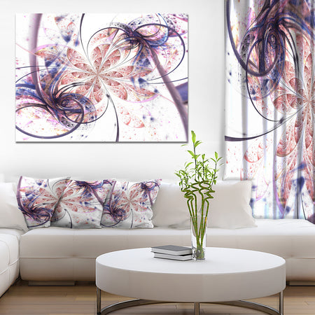 Blue Pink Fractal Flower Pattern - Abstract Wall Art Canvas