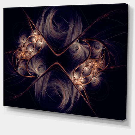 Dark Gold Fractal Flower Pattern - Abstract Wall Art Canvas