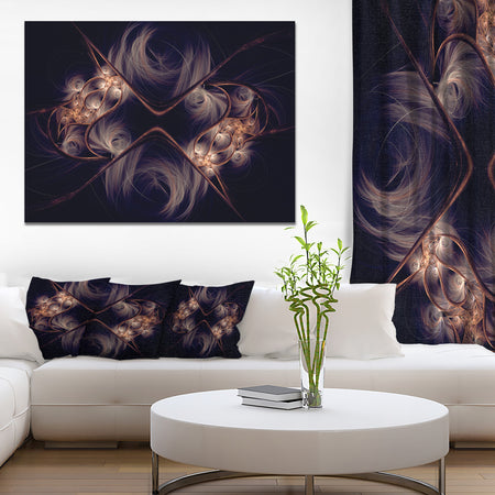 Dark Gold Fractal Flower Pattern - Abstract Wall Art Canvas