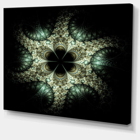 Yellow and Green Fractal Flower - Abstract Wall Art Canvas