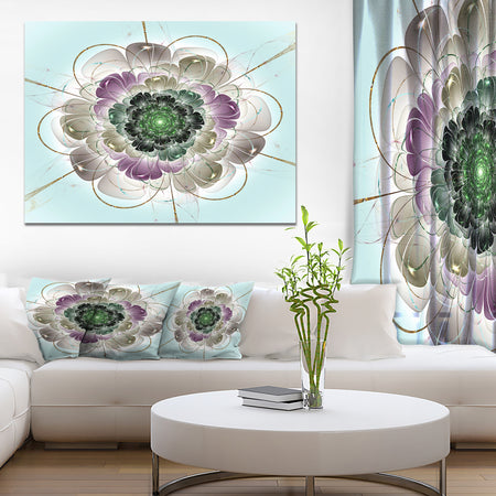 Dark Blue Fractal Flower Pattern - Abstract Wall Art Canvas