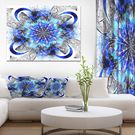 Symmetrical Blue Fractal Flower - Abstract Wall Art Canvas