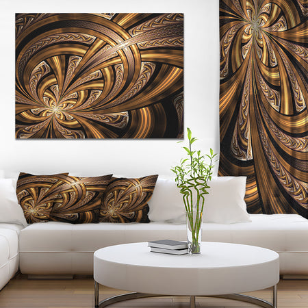 Dark Orange Fractal Flower'Extra Large Abstract Canvas Art Print