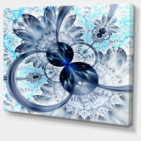 Dark Blue Purple Fractal Flower - Abstract Wall Art on Canvas