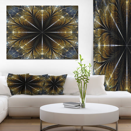 Symmetrical Gold Fractal Flower - Abstract Wall Art on Canvas