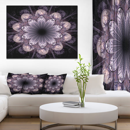 Dark Pink Fractal Flower Pattern - Abstract Wall Art on Canvas