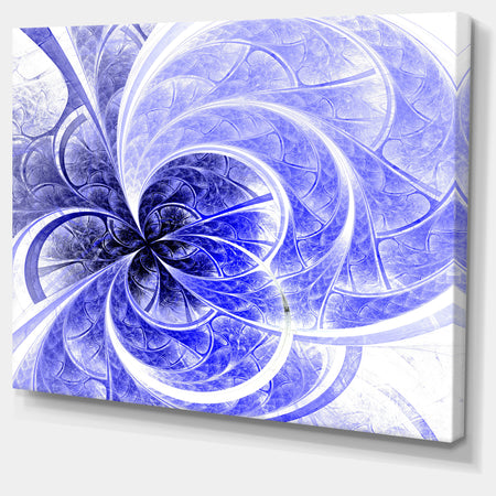 Blue Light Fractal Flower Pattern - Abstract Wall Art on Canvas