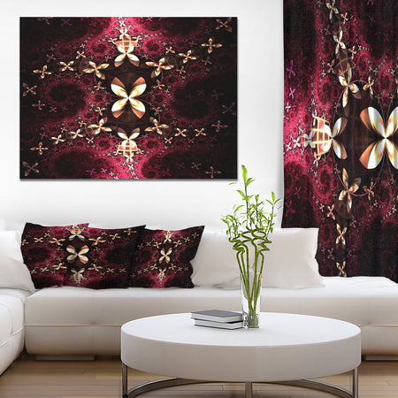 Yellow Red Fractal Flower Pattern - Abstract Wall Art on Canvas