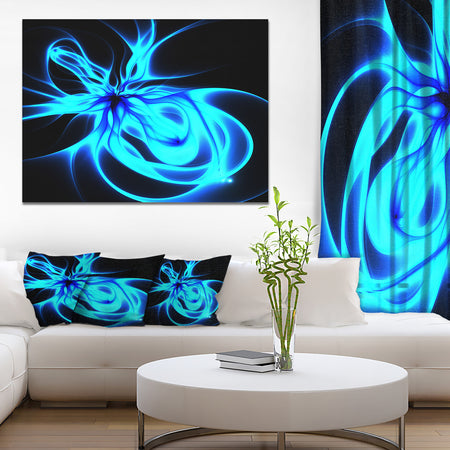 Glowing Blue Symmetrical Flower - Abstract Wall Art on Canvas