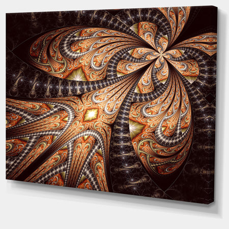 Brown Symmetrical Fractal Flower - Abstract Wall Art on Canvas