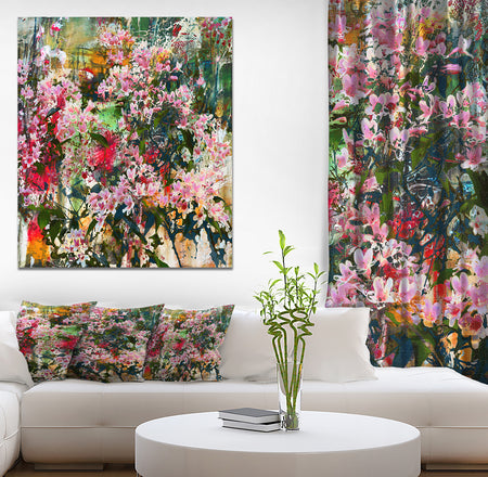 Pink flowers painting - Floral Painting Print on Wrapped Canvas