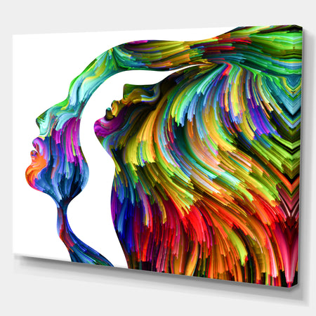 Human Head Dream Together - Abstract People Print on Wrapped Canvas