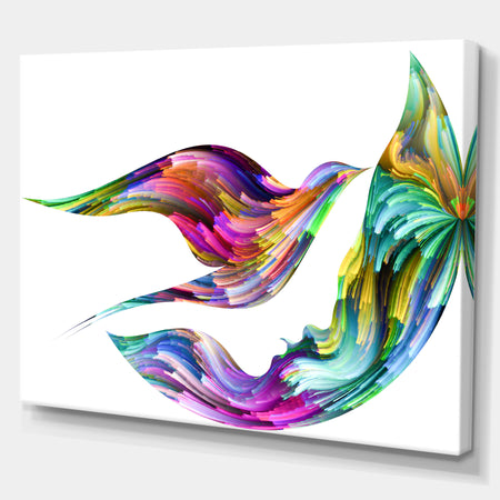 Bird Petals of Imagination - Digital Art on wrapped Canvas