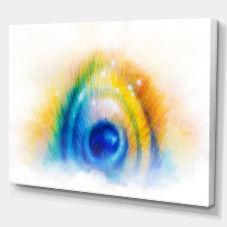 Colorful Peacock Feather - Abstract Painting Print on Wrapped Canvas