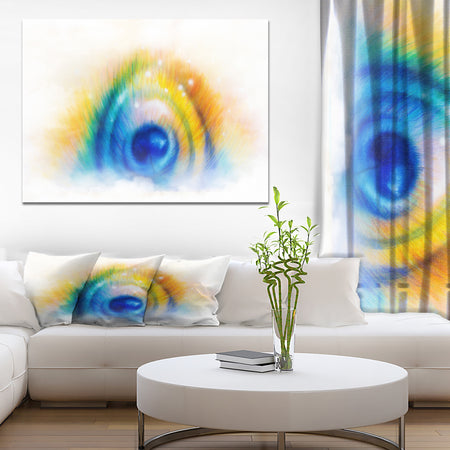 Colorful Peacock Feather - Abstract Painting Print on Wrapped Canvas