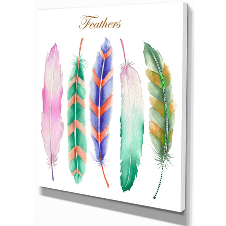 Colored Feathers - Animals Painting Print on Wrapped Canvas
