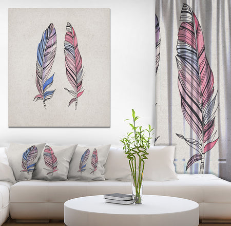 Two Vintage Shabby Feather - Animals Painting Print on Wrapped Canvas