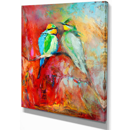 Blue tailed bee eaters - Animals Painting Print on Wrapped Canvas