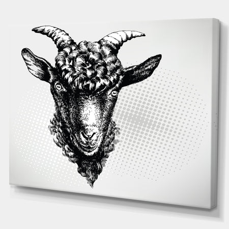 Black Goat - Farmhouse Animal Painting Print on Wrapped Canvas