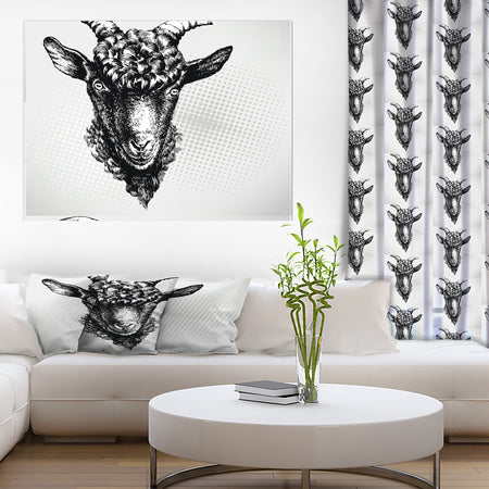 Black Goat - Farmhouse Animal Painting Print on Wrapped Canvas