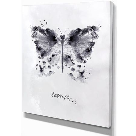 Monotype butterfly black - Animals Painting Print on Wrapped Canvas