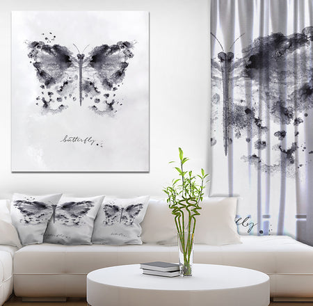 Monotype butterfly black - Animals Painting Print on Wrapped Canvas