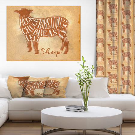 Sheep lamb cutting scheme craft - Farmhouse Animal Painting Print on Wrapped Canvas