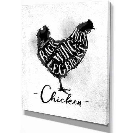 Chicken cutting scheme - Farmhouse Animal Painting Print on Wrapped Canvas